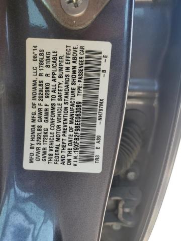 19XFB2F98EE063089 - 2014 HONDA CIVIC EXL ნაცრისფერი ფოტო 12