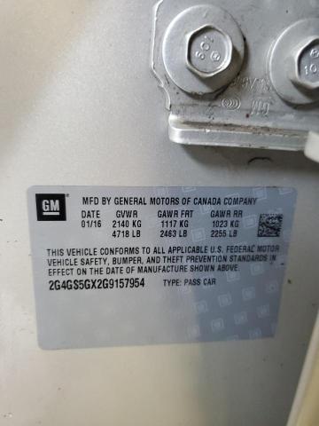 2G4GS5GX2G9157954 - 2016 BUICK REGAL PREMIUM CREAM photo 12