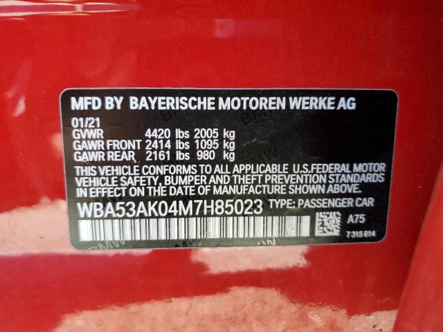 WBA53AK04M7H85023 - 2021 BMW 228I RED photo 12