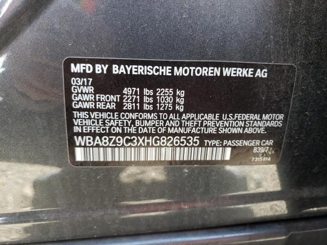 WBA8Z9C3XHG826535 - 2017 BMW 330 XIGT GRAY photo 12