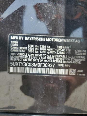 5UXTY3C03M9F30937 - 2021 BMW X3 SDRIVE30I GRAY photo 13
