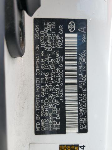 JTKDE167750018122 - 2005 TOYOTA SCION TC 白色 照片 12