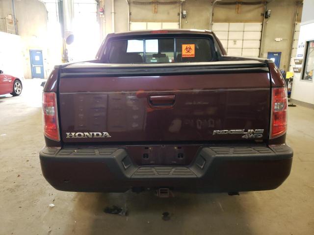 5FPYK1F58AB012770 - 2010 HONDA RIDGELINE RTL MAROON photo 6