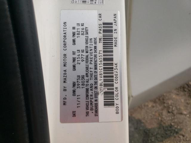 JM1BL1V81C1565571 - 2012 MAZDA 3 I WHITE photo 12