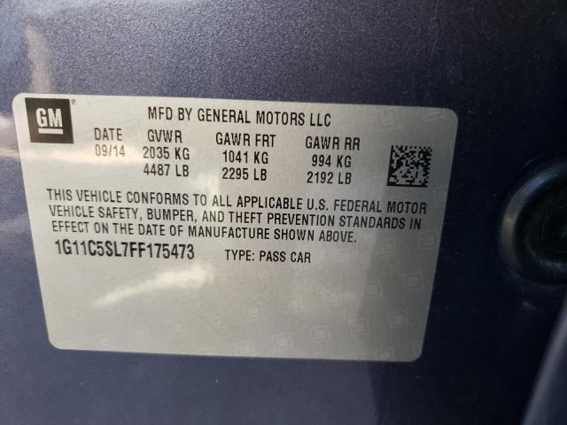 1G11C5SL7FF175473 - 2015 CHEVROLET MALIBU 1LT 蓝色 照片 12