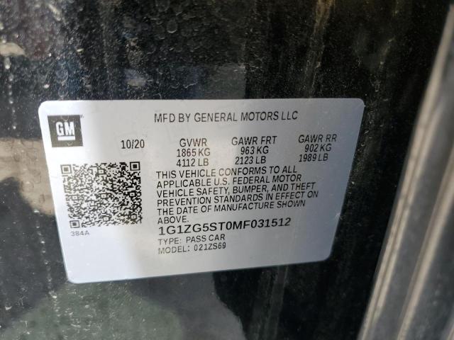 1G1ZG5ST0MF031512 - 2021 CHEVROLET MALIBU RS BLACK photo 12