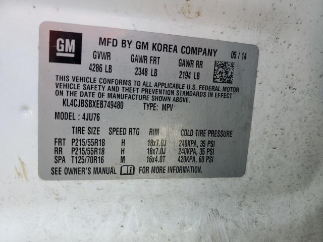 KL4CJBSBXEB749480 - 2014 BUICK ENCORE CONVENIENCE 白色 照片 12