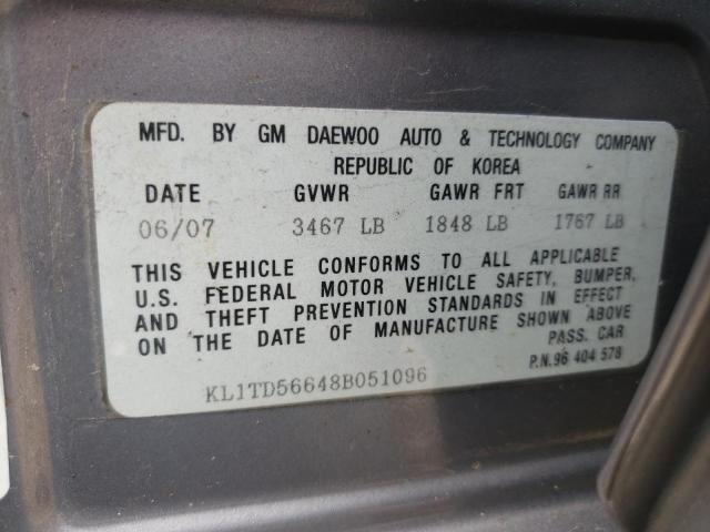 KL1TD56648B051096 - 2008 CHEVROLET AVEO BASE Boz foto 12