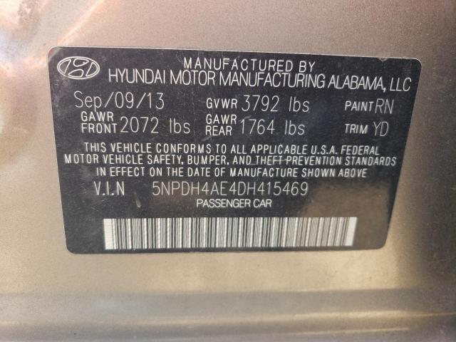 5NPDH4AE4DH415469 - 2013 HYUNDAI ELANTRA GLS TAN photo 12