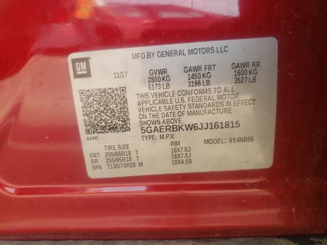 5GAERBKW6JJ161815 - 2018 BUICK ENCLAVE ESSENCE RED photo 13