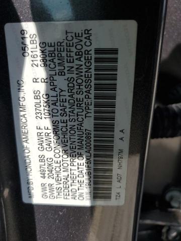 19UUB1F5XLA000897 - 2020 ACURA TLX TECHNOLOGY CHARCOAL photo 12