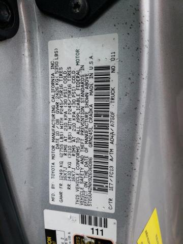 5TEUU42NX9Z636086 - 2009 TOYOTA TACOMA ACCESS CAB ვერცხლისფერი ფოტო 12