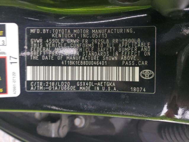 4T1BK1EB8DU046401 - 2013 TOYOTA AVALON BASE BLACK photo 13