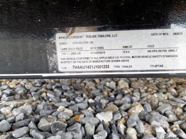 7HAAU1421J1001253 - 2018 UTILITY TRAILER  foto 10