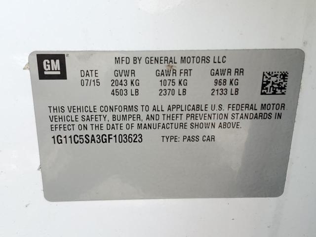 1G11C5SA3GF103623 - 2016 CHEVROLET MALIBU LIM LT 白色 照片 13