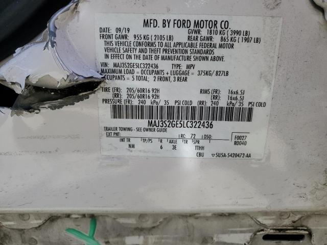 MAJ3S2GE5LC322436 - 2020 FORD ECOSPORT SE WHITE photo 13