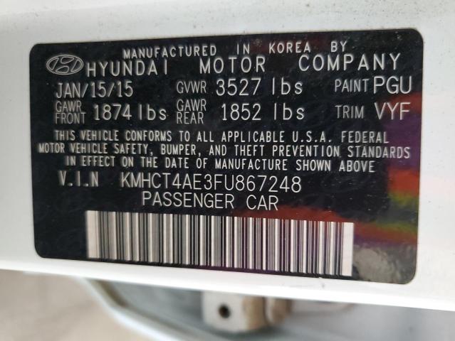 KMHCT4AE3FU867248 - 2015 HYUNDAI ACCENT GLS WHITE photo 13