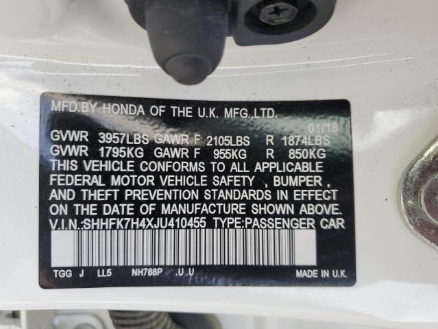 SHHFK7H4XJU410455 - 2018 HONDA CIVIC SPORT 白色 照片 12