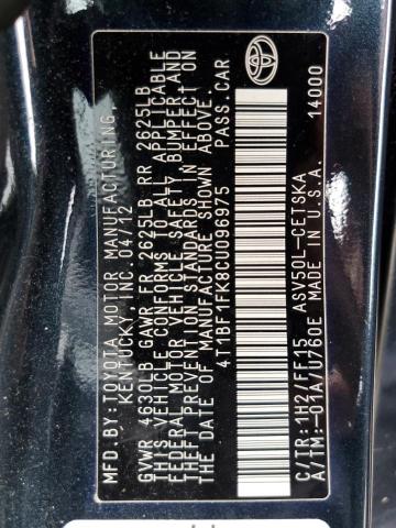 4T1BF1FK8CU096975 - 2012 TOYOTA CAMRY BASE 黑色 照片 12