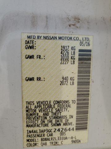 1N4AL3AP3GC242644 - 2016 NISSAN ALTIMA 2.5 WHITE photo 12