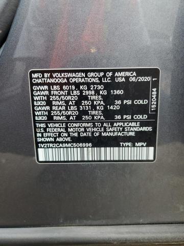 1V2TR2CA9MC506996 - 2021 VOLKSWAGEN ATLAS SEL PREMIUM Grau Foto 14