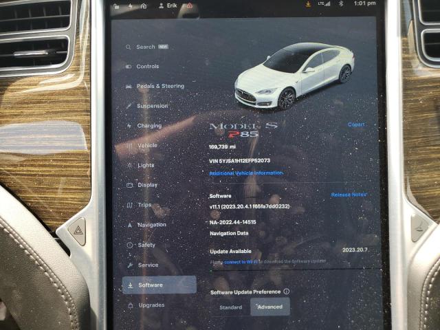 5YJSA1H12EFP52073 - 2014 TESLA MODEL S Білий фото 9