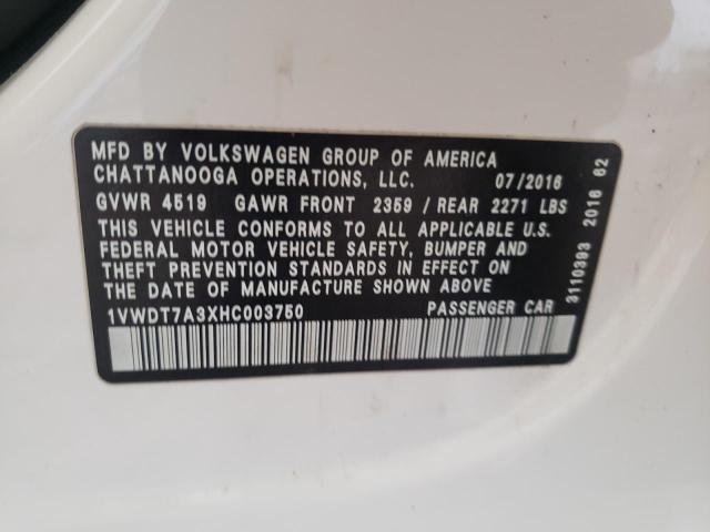 1VWDT7A3XHC003750 - 2017 VOLKSWAGEN PASSAT R-LINE Ağ foto 12
