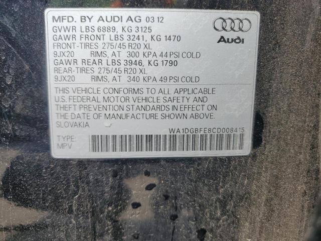 WA1DGBFE8CD008415 - 2012 AUDI Q7 PRESTIGE BLACK photo 13