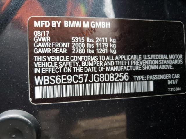 WBS6E9C57JG808256 - 2018 BMW M6 GRAN COUPE GRAY photo 13