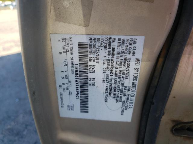 1LNHM81WX4Y659621 - 2004 LINCOLN TOWN CAR EXECUTIVE BEIGE photo 10