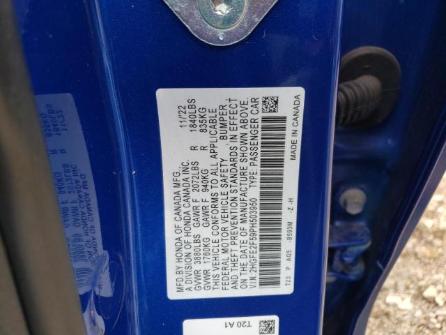 2HGFE2F59PH503950 - 2023 HONDA CIVIC SPORT 蓝色 照片 12