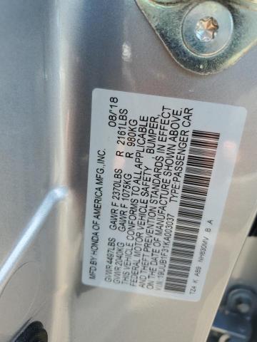 19UUB1F31KA003037 - 2019 ACURA TLX SILVER photo 12