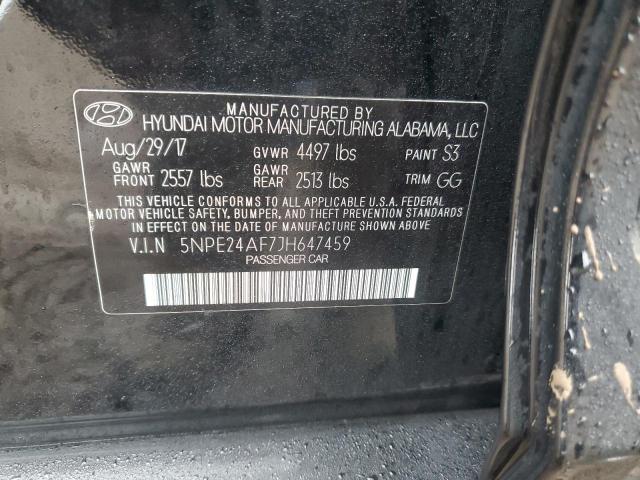 5NPE24AF7JH647459 - 2018 HYUNDAI SONATA SE შავი ფოტო 12