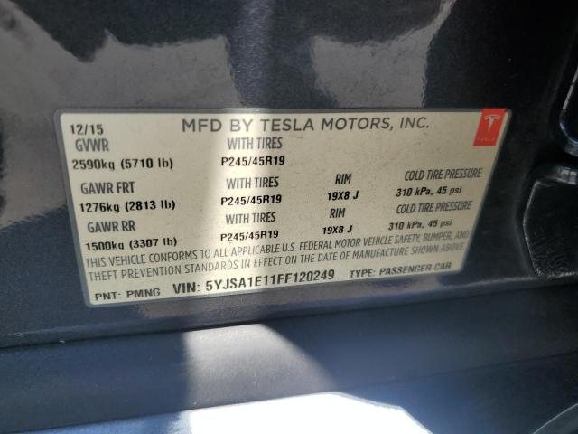 5YJSA1E11FF120249 - 2015 TESLA MODEL S CHARCOAL photo 12