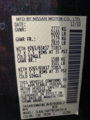 5N1AR1NN5BC609862 - 2011 NISSAN PATHFINDER S BLACK photo 13