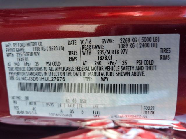 5LMCJ3D91HUL27976 - 2017 LINCOLN MKC RESERVE Qırmızı foto 14