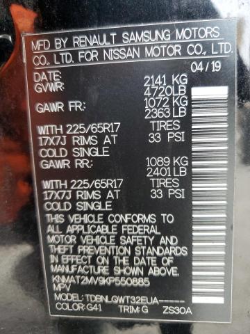 KNMAT2MV9KP550885 - 2019 NISSAN ROGUE S Schwarz Foto 13