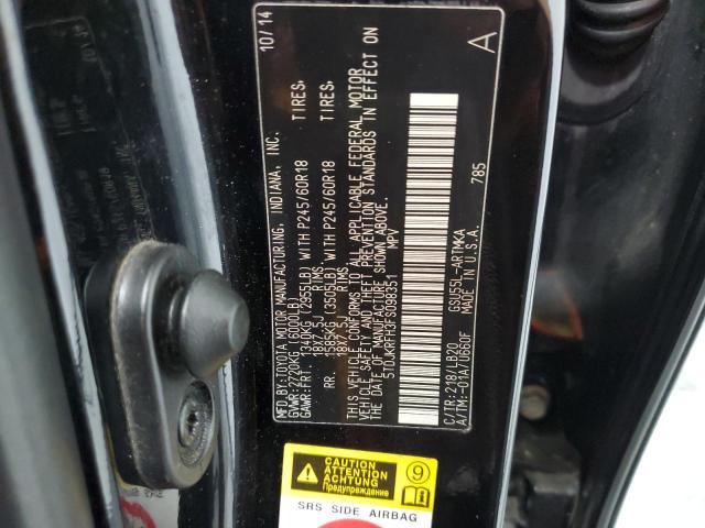 5TDJKRFH3FS098351 - 2015 TOYOTA HIGHLANDER XLE BLACK photo 13