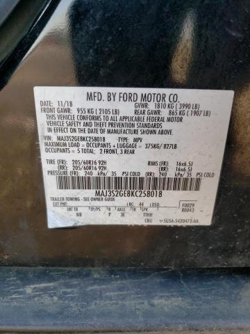 MAJ3S2GE8KC258018 - 2019 FORD ECOSPORT SE Noir photo 12