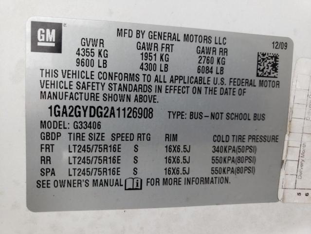 1GA2GYDG2A1126908 - 2010 CHEVROLET EXPRESS G3 LT WHITE photo 13