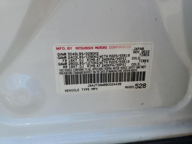 JA4JT3AW8BU024438 - 2011 MITSUBISHI OUTLANDER SE WHITE photo 14