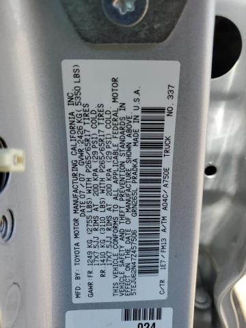 5TEJU62N47Z457506 - 2007 TOYOTA TACOMA DOUBLE CAB PRERUNNER SILVER photo 13