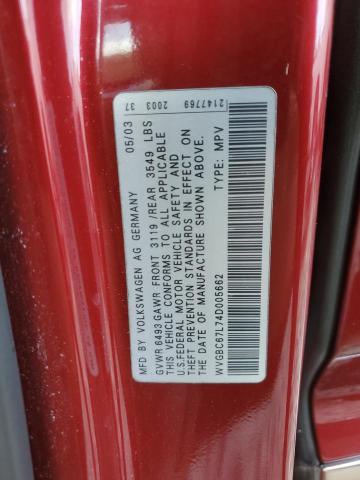 WVGBC67L74D005662 - 2004 VOLKSWAGEN TOUAREG 3.2 RED photo 13