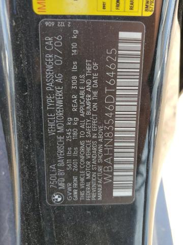 WBAHN83546DT64625 - 2006 BMW 750 LI BLACK photo 12