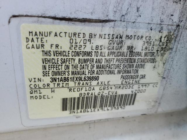 3N1AB61EX9L639890 - 2009 NISSAN SENTRA 2.0 WHITE photo 12