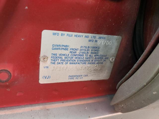 JF1SF65561H739882 - 2001 SUBARU FORESTER S წითელი ფოტო 12