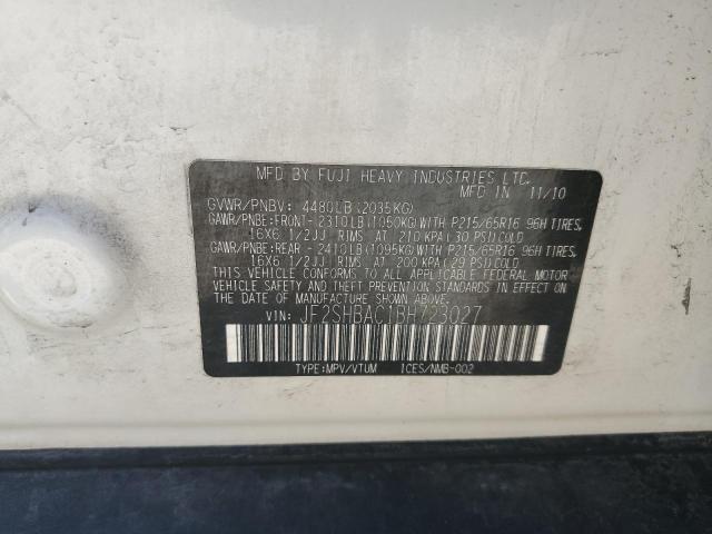 JF2SHBAC1BH723027 - 2011 SUBARU FORESTER 2.5X Biały zdjęcie 12