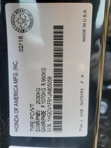 1HGCV1F91JA805058 - 2018 HONDA ACCORD TOURING 黑色 照片 13