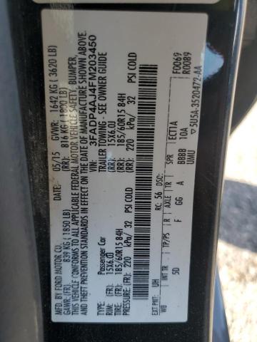 3FADP4AJ4FM203450 - 2015 FORD FIESTA S BLACK photo 13