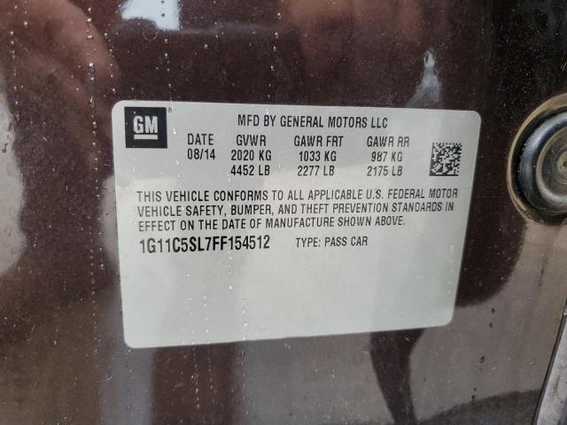 1G11C5SL7FF154512 - 2015 CHEVROLET MALIBU 1LT BROWN photo 12